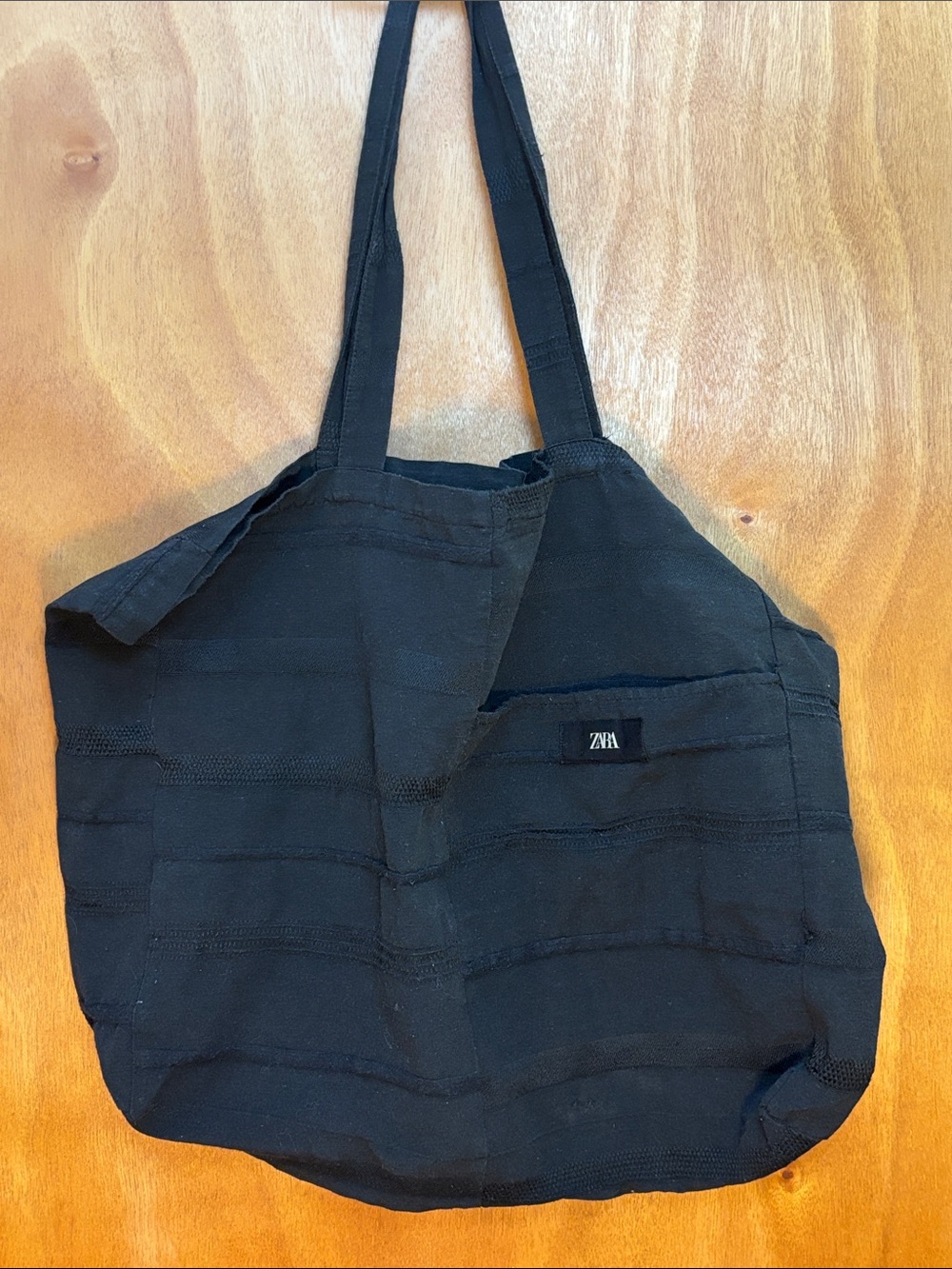 Zara Black Recycled  Tote with Front Patch Pocket